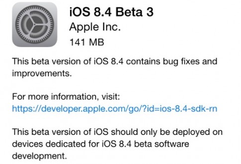 Apple phát hành iOS 8.4 beta 3 dành cho lập trình viên, người dùng đăng kí Public Beta