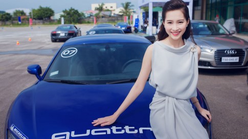 Hoa hậu Thu Thảo rạng rỡ bên siêu xe Audi R8