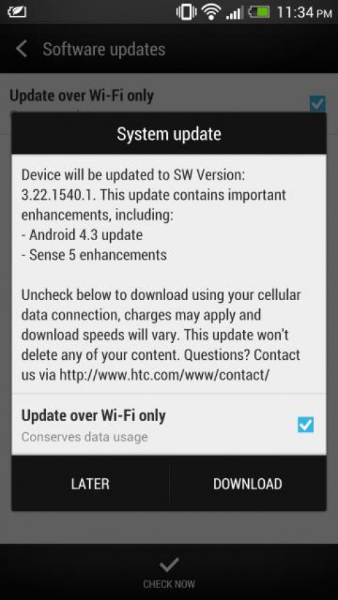 HTC One có bản nâng cấp Android 4.3