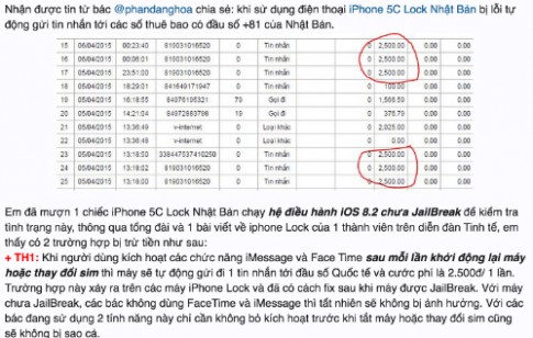 iPhone 5C khoá mạng có thể âm thầm trừ tiền trong tài khoản