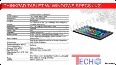 Lộ ảnh ThinkPad Tablet 2 chạy WIndows 8