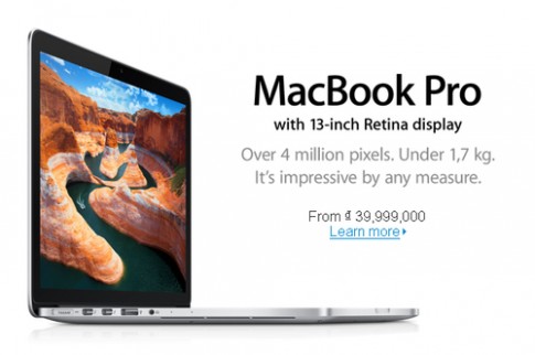 MacBook Pro Retina 13 inch giá từ 39,9 triệu đồng