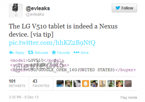 Máy tính bảng Google Nexus 8 sẽ do LG sản xuất