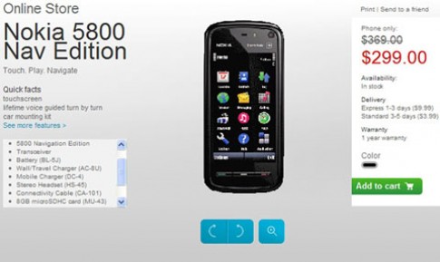Nokia bán 5800 Navigation Edition 299 USD tại Mỹ