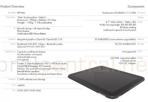 Tablet 9,7 inch của HP chạy chip tốc độ 1,2 GHz