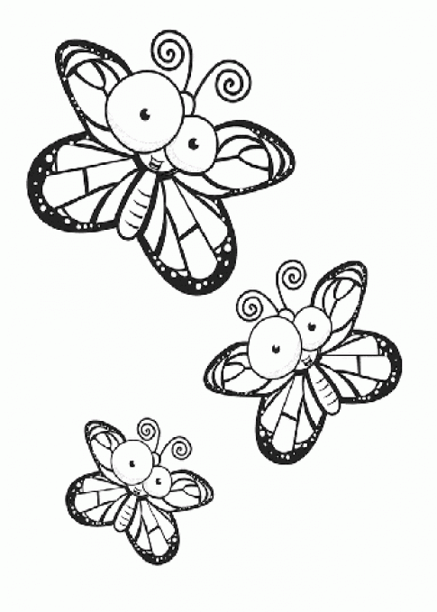 Tranh tô màu ‘Ba con bướm’ cho bé
