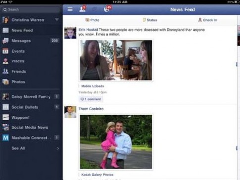 Ứng dụng Facebook cho iPad ra mắt tuần sau
