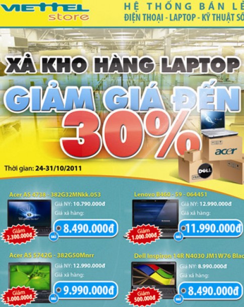 Viettel xả kho hàng laptop