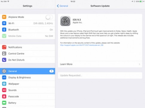 Apple phát hành iOS 9.3 cho iPhone 4S trở lên