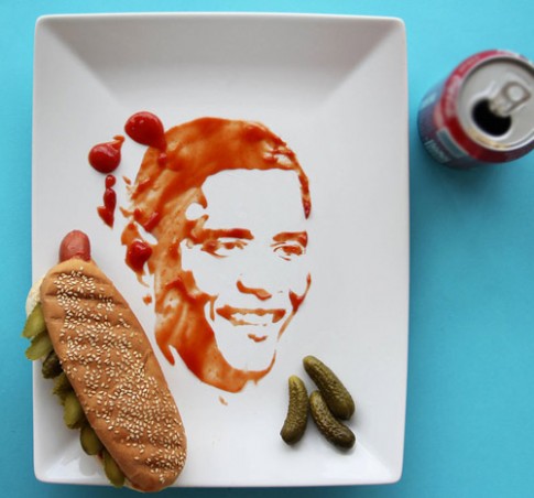 Vẽ chân dung người nổi tiếng bằng thực phẩm