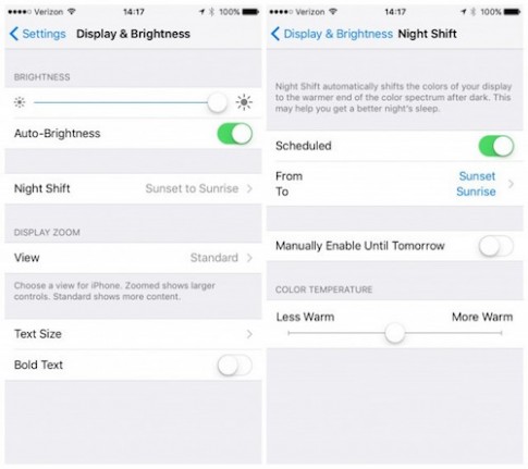 Cách sử dụng tính năng Night Shift trên iOS 9.3