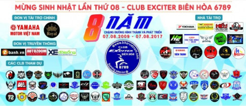 Hàng trăm xe Exciter đổ về mừng Club Exciter Biên Hòa 6789 tròn VIII tuổi