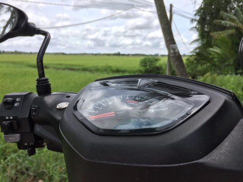 Yamaha Sirius độ kiểng nhẹ nhàng khoe dáng cùng cánh đồng lúa