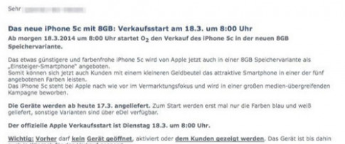 Apple bất ngờ tung iPhone 5C bản 8GB