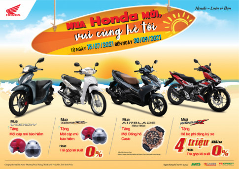 Honda VN tung ưu đãi hấp dẫn cho khách hàng mua xe Wave Alpha, VISION, Air Blade 