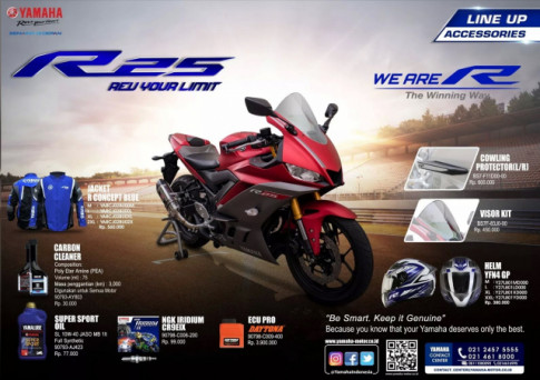 Yamaha R25 Indonesia được phát hành hơn 10 trang bị phụ kiện đi kèm với mức giá hấp dẫn