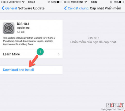 2 cách cập nhật iOS 10.1 cho iPhone