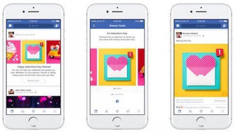 Facebook tung tính năng gửi thiệp mừng Valentine