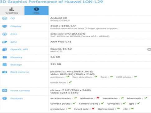 Rò rỉ Huawei P10 qua thử nghiệm benchmark GFXBench